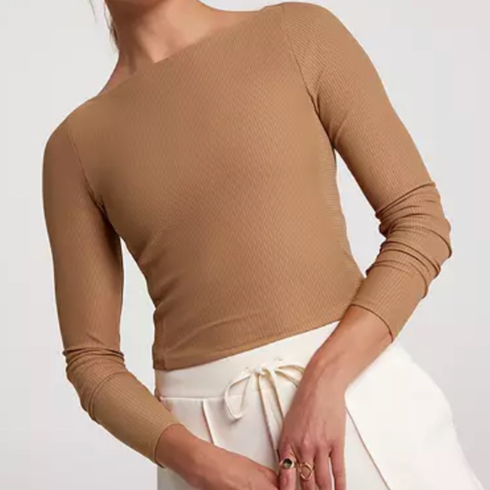 NWT- CALIA Women's Rib Boat Neck Long Sleeve Shirt Size M